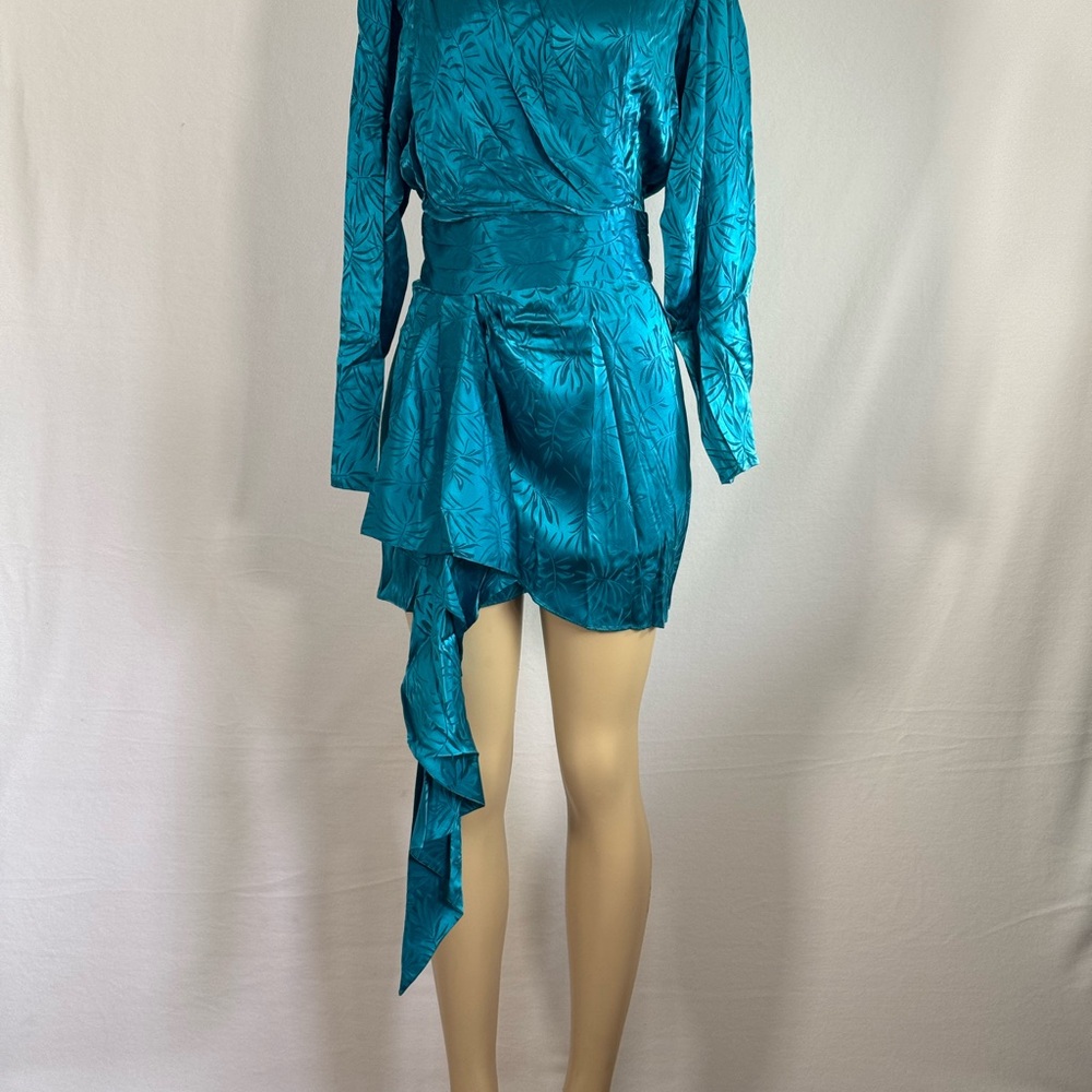 Ronny Kobo Collection Blue Ruched Wrap Dress